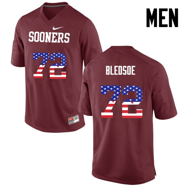 Men Oklahoma Sooners #72 Amani Bledsoe College Football USA Flag Fashion Jerseys-Crimson - Click Image to Close